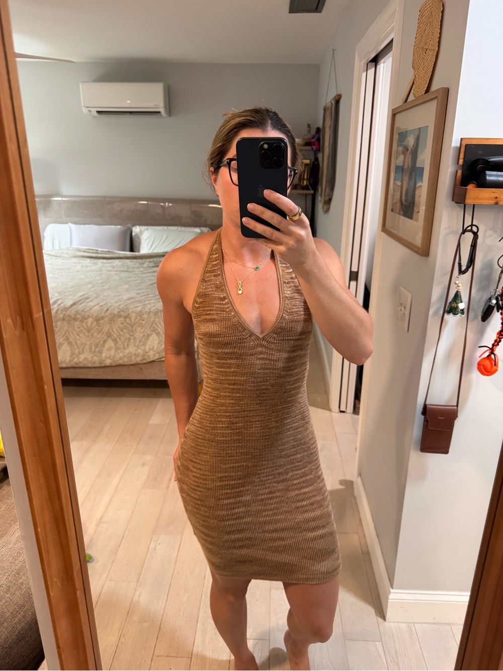 wild fable Sleeveless Halter Knit Mini Dress in Brown
